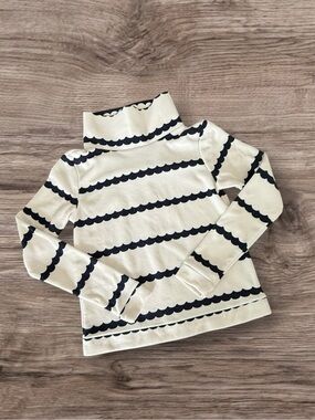 Dudley Stephens Park Slope Turtleneck Navy Scallop Stripe Terry Fleece XS NWT
